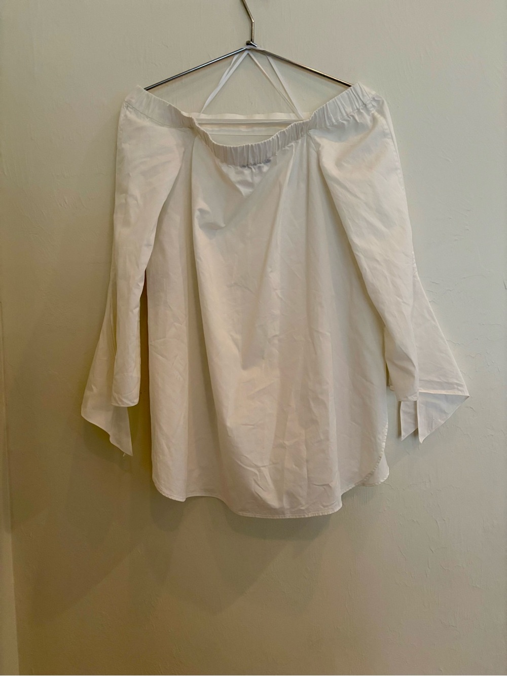 Tibi Off The Shoulder White Top Blouse Cotton Long Sleeve Sz 4 - Picture 6 of 12